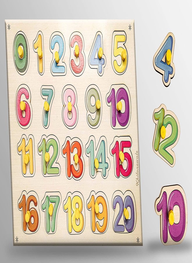 Khilonewale- Wooden Puzzle with Knobs Educational and Learning Toy for Kids (Countings 0 to 20) - Image 1